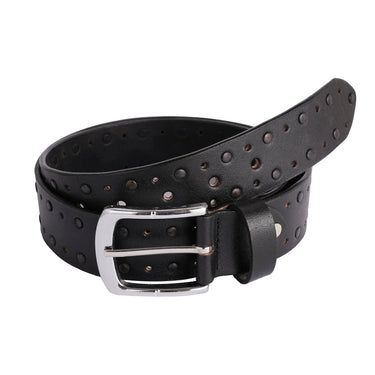 Mens Crazy Rivets Genuine Leather Belt - Casual Belt for Suits & Jeans, Single Prong Buckle -